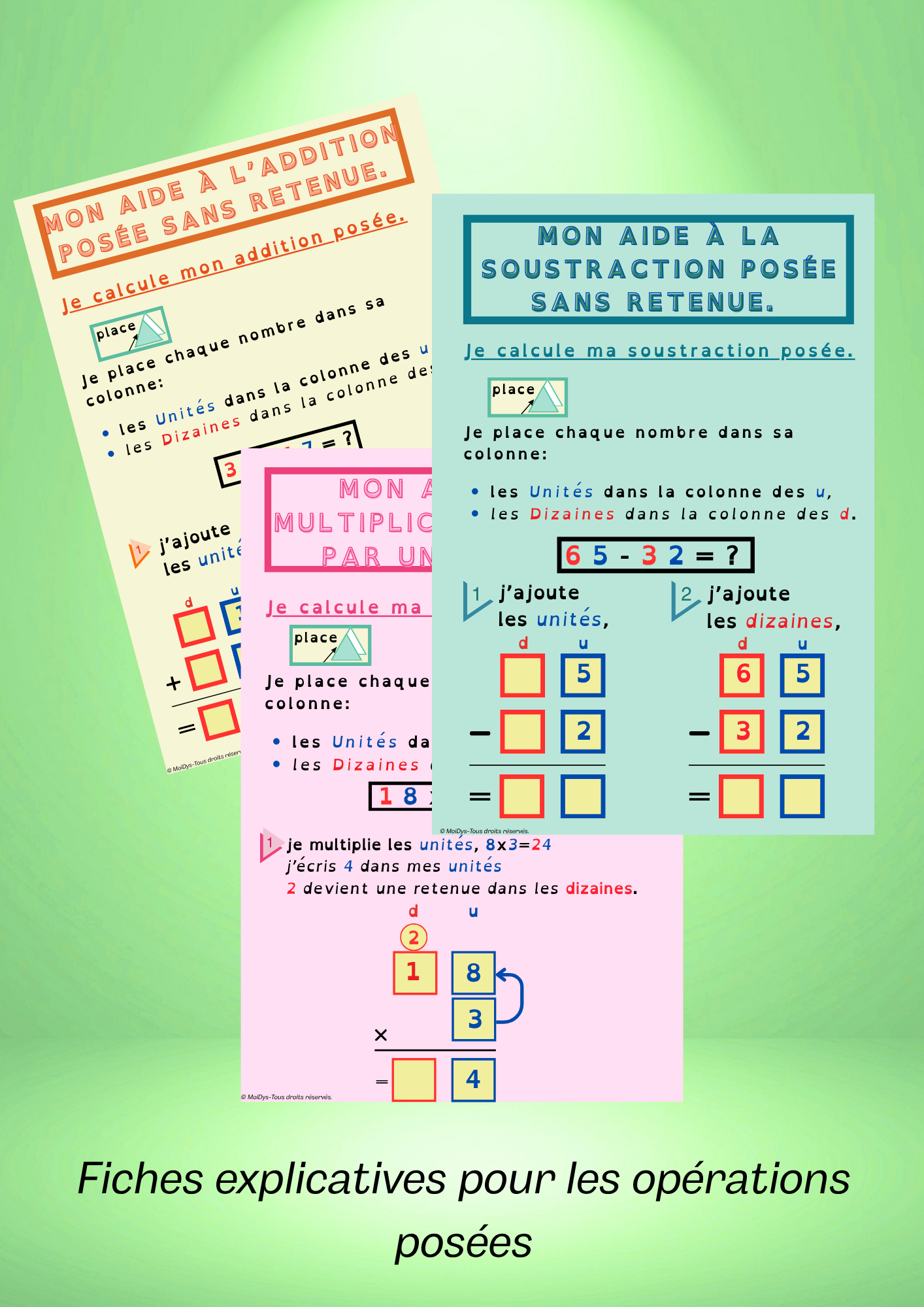 Mon aide aux opérations – Support visuel pour enfants DYS (CP à CE1)